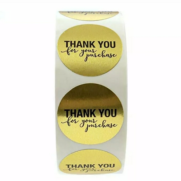 200 pieces gold foil Thank you stickers - Picture 2 of 4